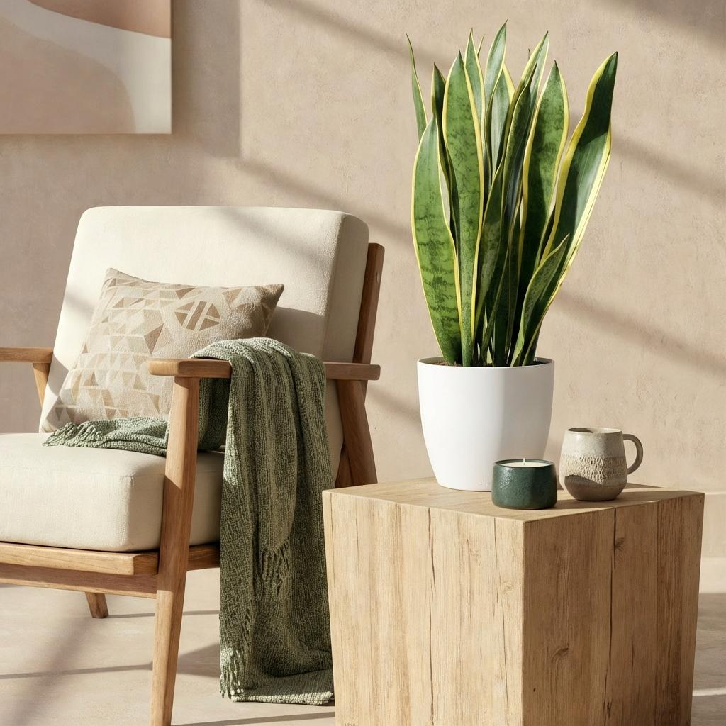 Green BoutiQ - Zimmerpflanzen - Sansevieria Laurentii - Bogenhanf - Pflegeleicht - Grün - 1 Pflanze - mit Topf Grau - Topf 21cm - Höhe 70-80cm