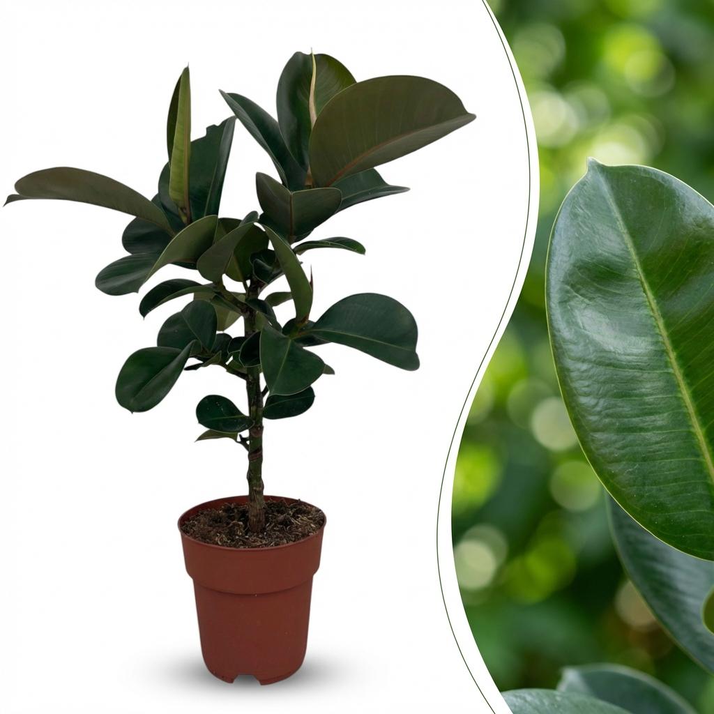 Green boutiQ - Zimmerpflanze - Gummibaum - Ficus Elastica Cloe - Grün - Pflegeleicht - 1 Pflanze - Topf 19cm - Höhe 65cm