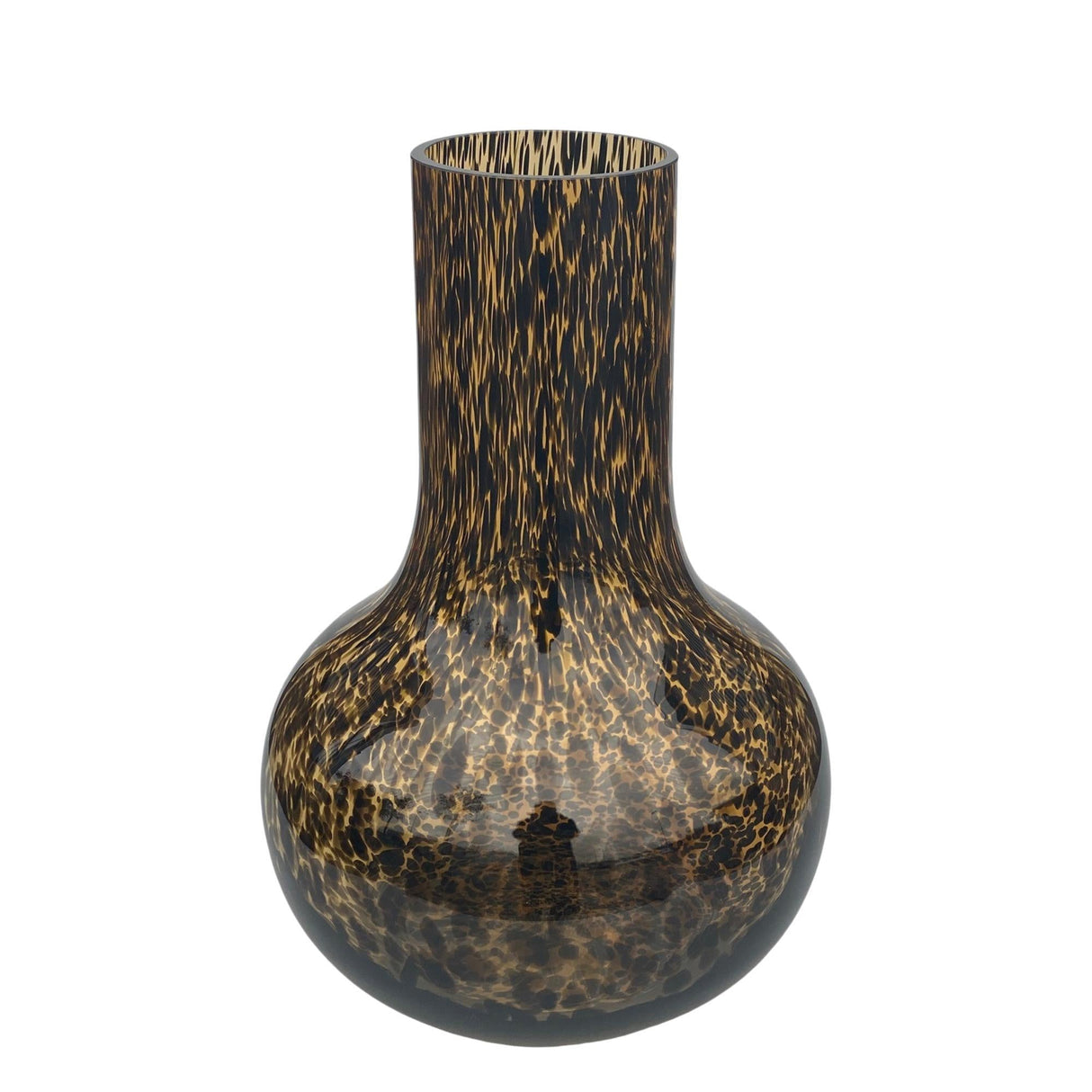 Livraison plante Vase en verre noir et rayures doré - h37cm, Ø25cm