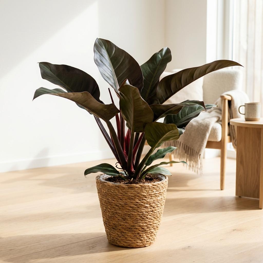 Green boutiQ - Zimmerpflanze - Philodendron - Philodendron Imperial Red - Rot - Wenig Pflege - 1 Pflanze - Topf 19cm - Höhe 60cm