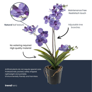 Künstliche Vanda Orchidee violett H60cm inkl. Topf