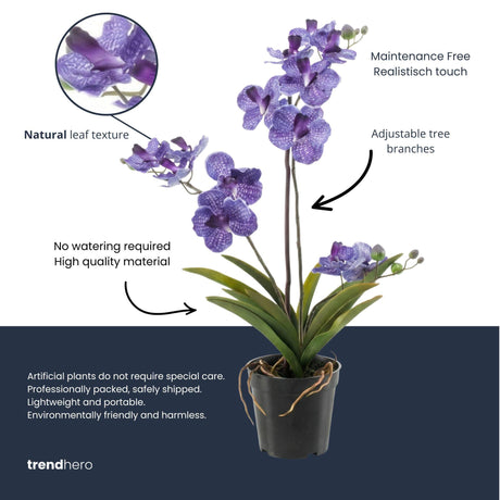 Künstliche Vanda Orchidee violett H60cm inkl. Topf