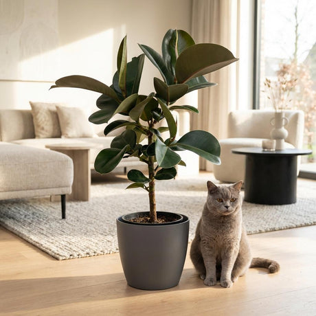 Green boutiQ - Zimmerpflanze - Gummibaum - Ficus Elastica Cloe - Grün - Pflegeleicht - 1 Pflanze - Topf 19cm - Höhe 65cm