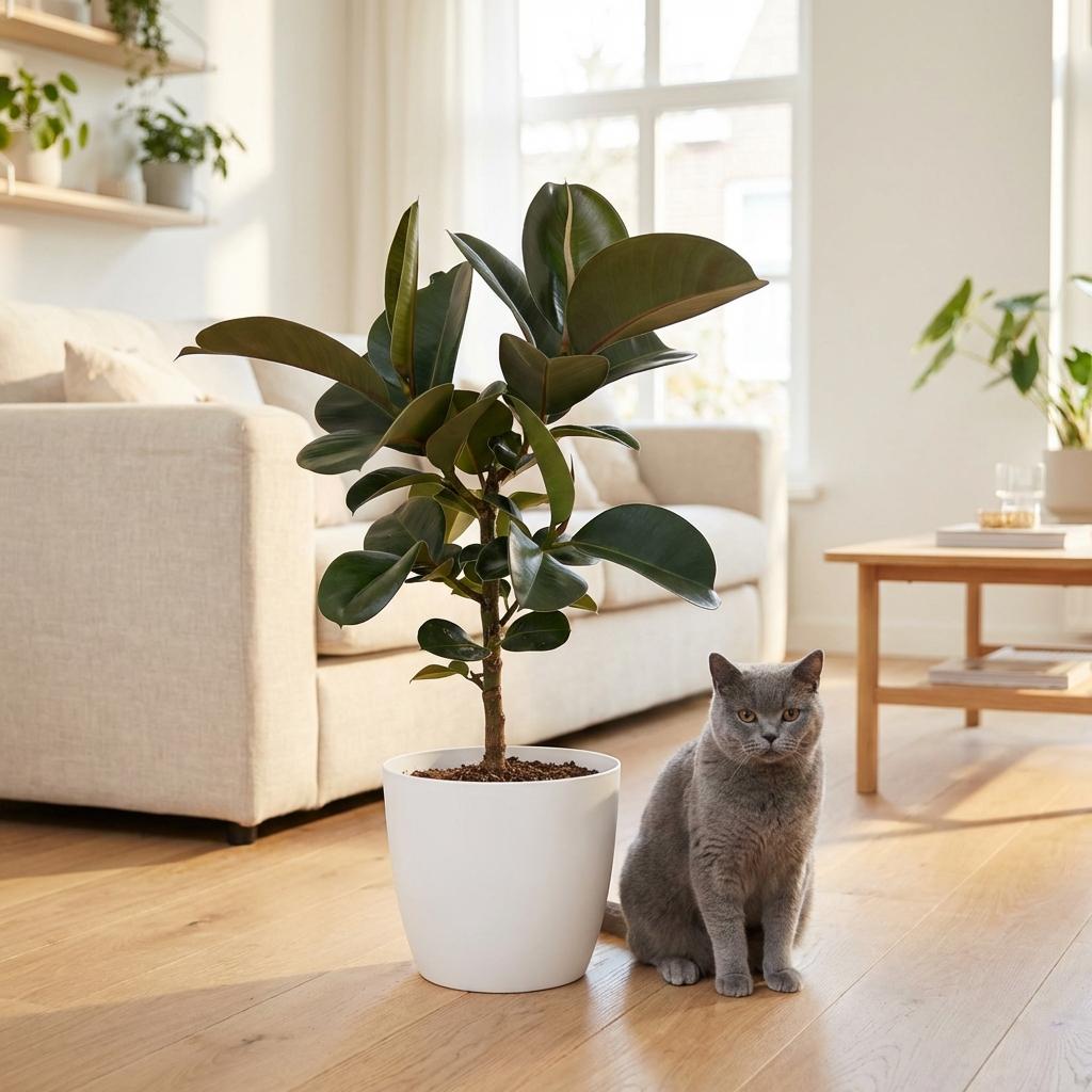 Green boutiQ - Zimmerpflanze - Gummibaum - Ficus Elastica Cloe - Grün - Pflegeleicht - 1 Pflanze - Topf 19cm - Höhe 65cm