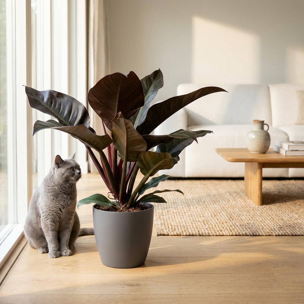 Green boutiQ - Zimmerpflanze - Philodendron - Philodendron Imperial Red - Rot - Wenig Pflege - 1 Pflanze - Topf 19cm - Höhe 60cm