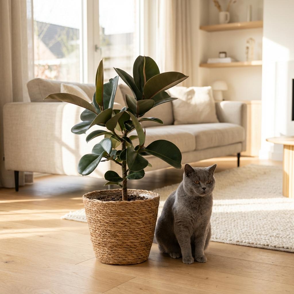 Green boutiQ - Zimmerpflanze - Gummibaum - Ficus Elastica Cloe - Grün - Pflegeleicht - 1 Pflanze - Topf 19cm - Höhe 65cm