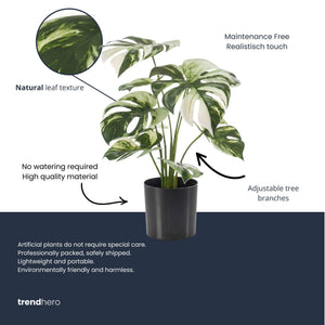 Monstera Variegata Kunstpflanze H40cm inkl. Topf