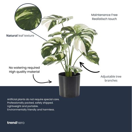 Monstera Variegata Kunstpflanze H40cm inkl. Topf