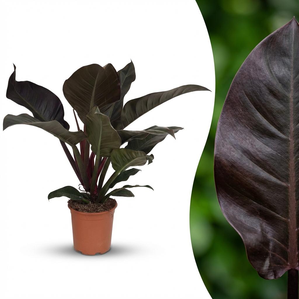 Green boutiQ - Zimmerpflanze - Philodendron - Philodendron Imperial Red - Rot - Wenig Pflege - 1 Pflanze - Topf 19cm - Höhe 60cm