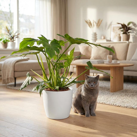 Green boutiQ - Zimmerpflanze - Philodendron - Philodendron Lacerum - Grün - Pflegeleicht - 1 Pflanze - mit Korb - Topf 19cm - Höhe 65cm
