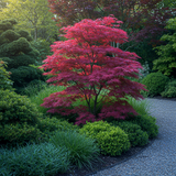 Green boutiQ - Terrassenpflanze - Japanischer Ahorn - Acer palmatum Atropurpureum - Lila - 2 Pflanzen - Laubabwerfend - Topf 19cm Höhe 70cm