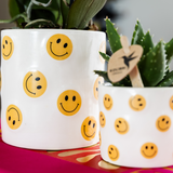 Kolibri Company | Pflanzenset Smiley | Gelbe Phalaenopsis Orchidee Albenga Ø9cm und Sukkulente inkl. Keramik-Ziertöpfe