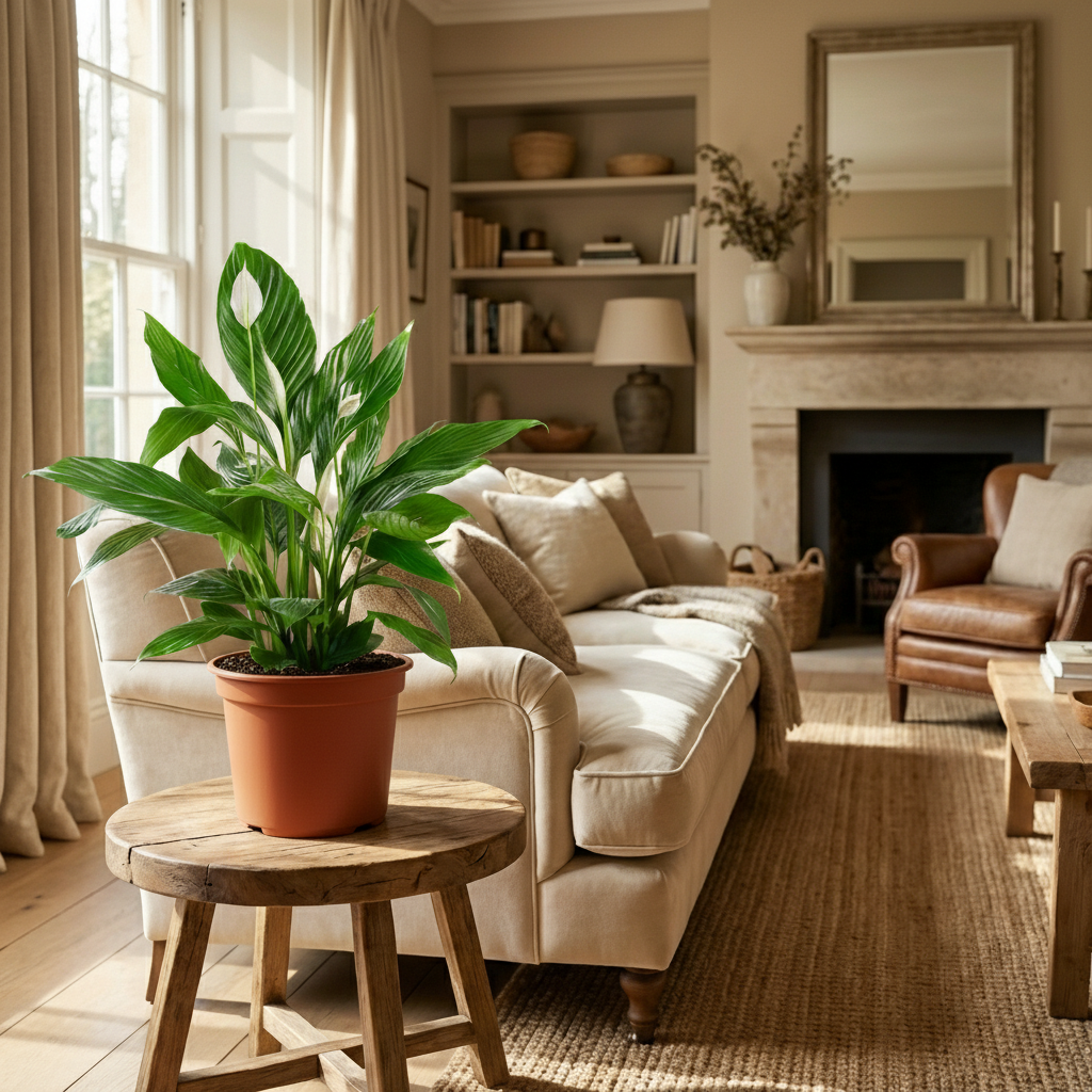 Green boutiQ - Zimmerpflanze - Einblatt - Spathiphyllum - Weiß - Pflegeleicht - 1 Pflanze - Topf 19cm - Höhe 70 - 80cm